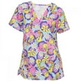 thumbnail image 1 of Looney Tunes Floral Tweety Bird V-Neck Scrubs Top-Medium, 1 of 2