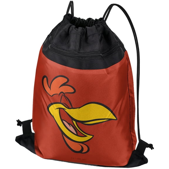 Looney Tunes Foghorn Leghorn Face Drawstring Backpack Sports Bag Sackpack 17" x 13", Perfect for Gym, Yoga or Practice