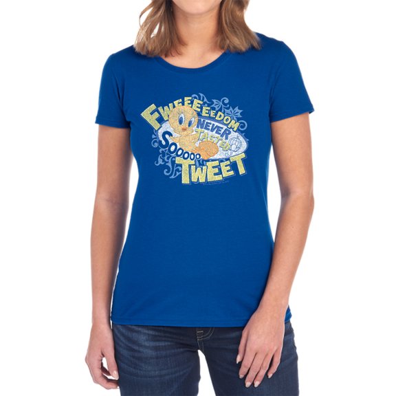 Looney Tunes Fweedom Women's T Shirt, Royal, Medium