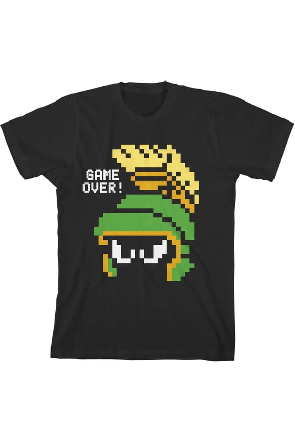 Looney Tunes Game Over Pixelated Marvin the Martian Toddler Boy's Black Graphic Tee-3T