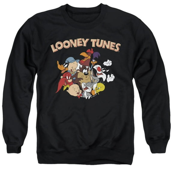 Looney Tunes Gang 1 Unisex Adult Crewneck Sweatshirt,Black, Large