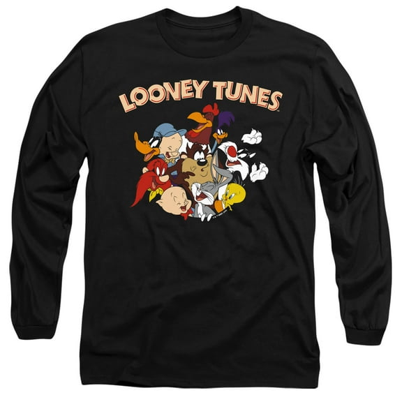 Looney Tunes Gang 1 Unisex Adult Long-Sleeve T Shirt,Black, Medium