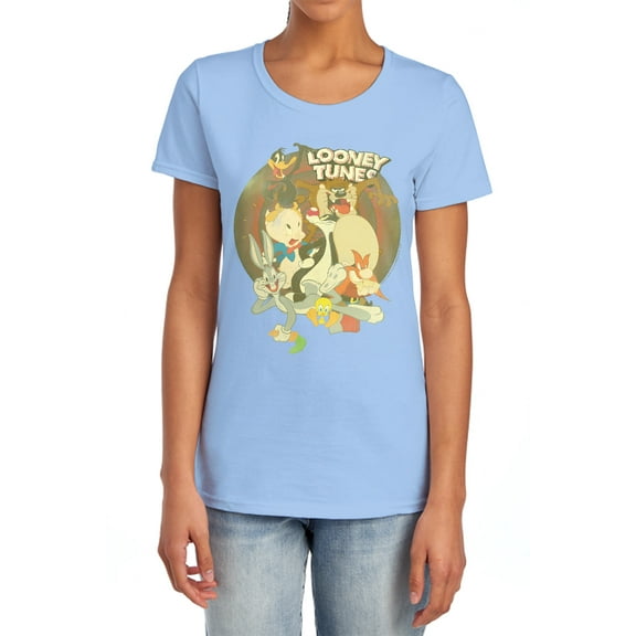 Looney Tunes Gangs All Here Women's T Shirt, Light Blue, 2X-Large