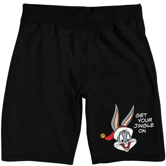 Looney Tunes Get Your Jingle On Men's Black Sleep Pajama Shorts-Large
