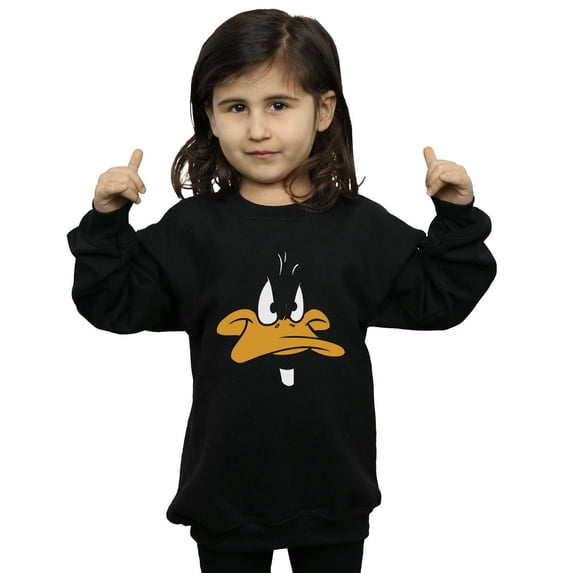 Looney Tunes Girls Daffy Duck Big Face Sweatshirt