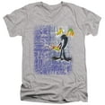 thumbnail image 1 of Looney Tunes Graffiti Duck S/S Adult V-Neck 30/1 T-Shirt Athletic Heather, 1 of 1