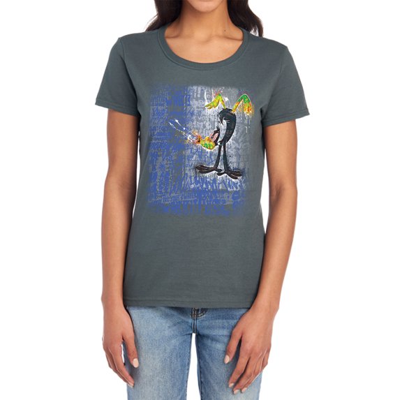 Looney Tunes Graffiti Duck Women's T Shirt, Charcoal, Large