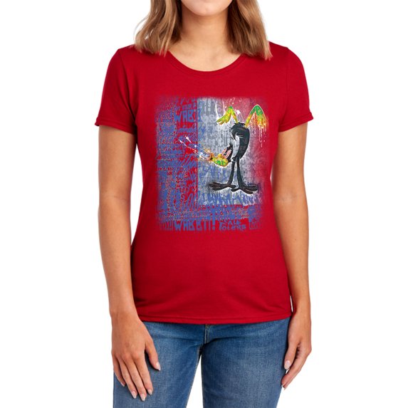 Looney Tunes Graffiti Duck Women's T Shirt, Red, 2X-Large