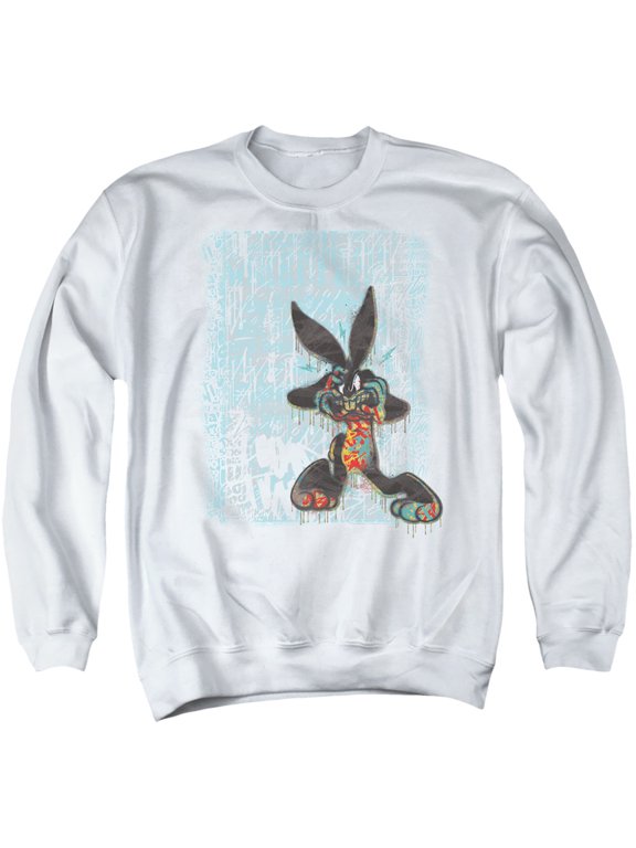 Looney Tunes Graffiti Rabbit Adult Crewneck Sweatshirt White