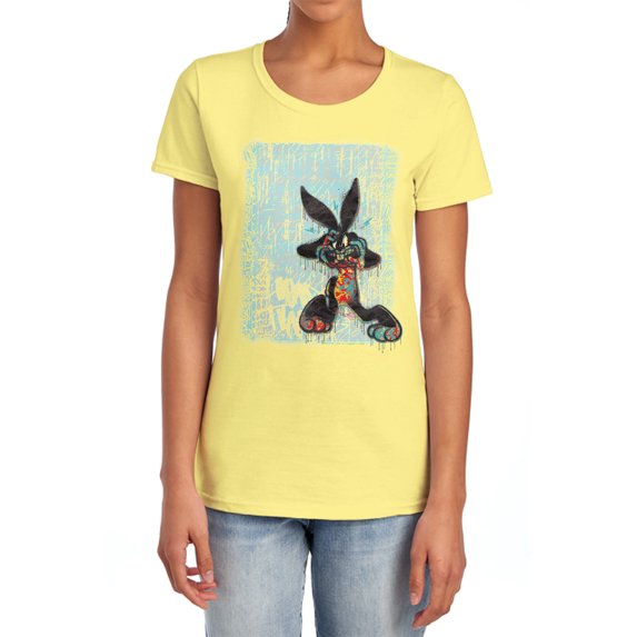 Looney Tunes Graffiti Rabbit Women's T Shirt, Banana, 2X-Large