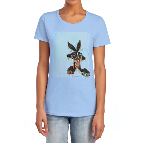 Looney Tunes Graffiti Rabbit Women's T Shirt, Light Blue, Large