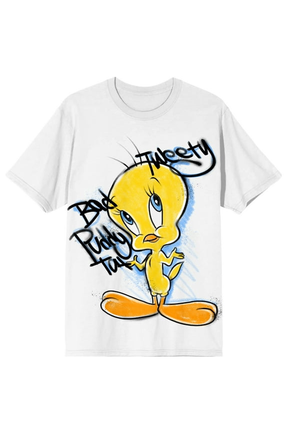 Looney Tunes Graffiti Tweety Women's White T-shirt-Small