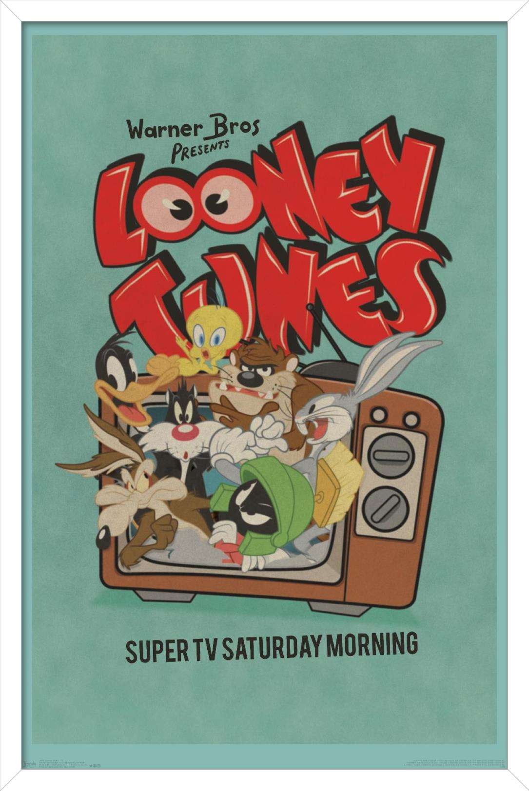 Looney Tunes - Group - Super TV Saturday Morning Wall Poster, 14.725" x 22.375", Framed