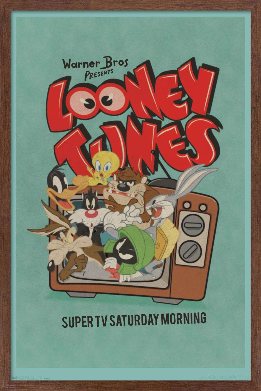 Looney Tunes - Group - Super TV Saturday Morning Wall Poster, 14.725" x 22.375", Framed