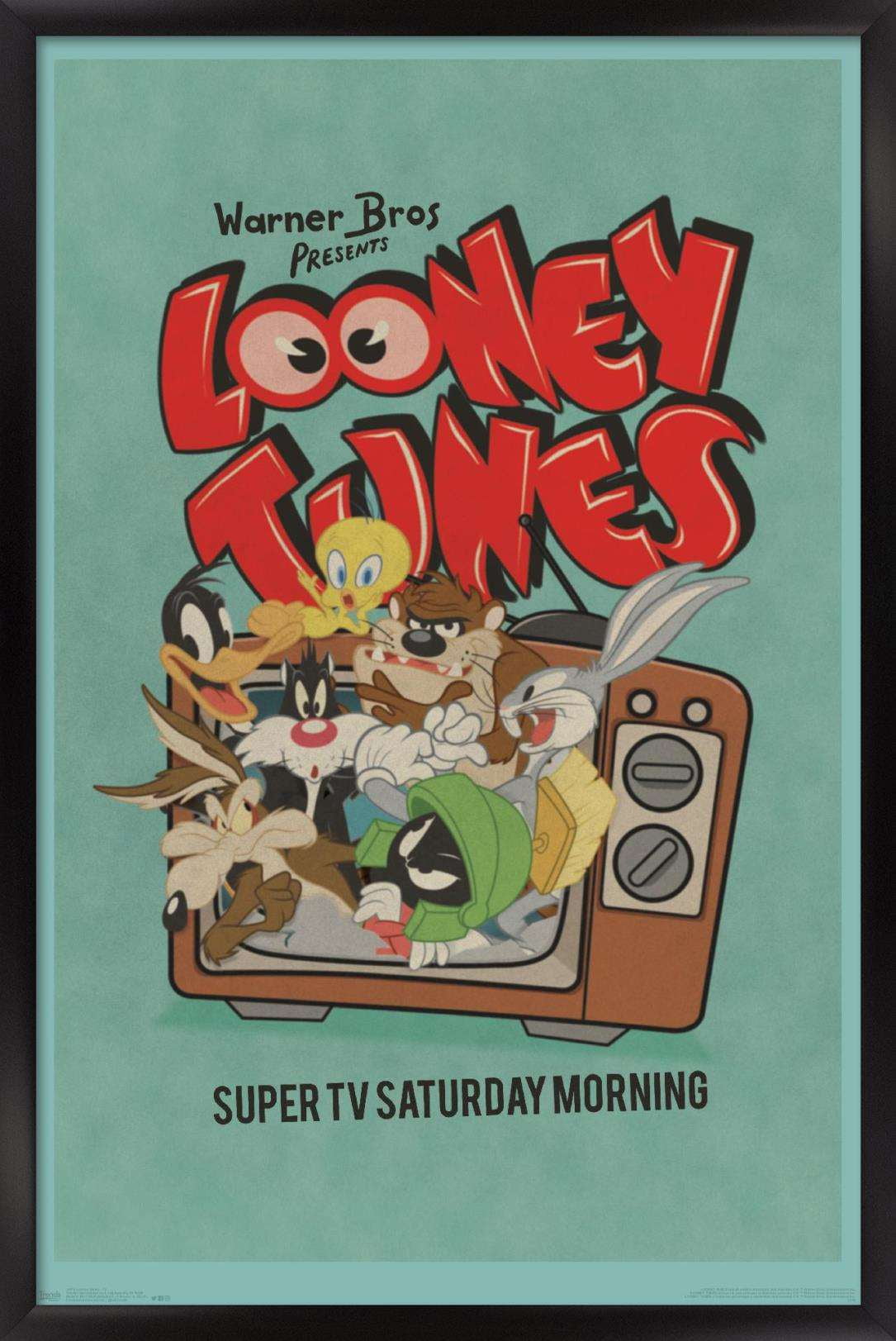 Looney Tunes - Group - Super TV Saturday Morning Wall Poster, 14.725" x 22.375", Framed
