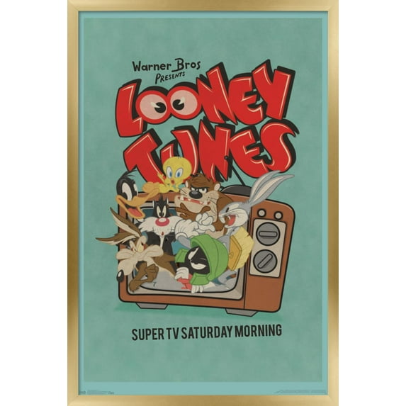 Looney Tunes - Group - Super TV Saturday Morning Wall Poster, 22.375" x 34", Framed