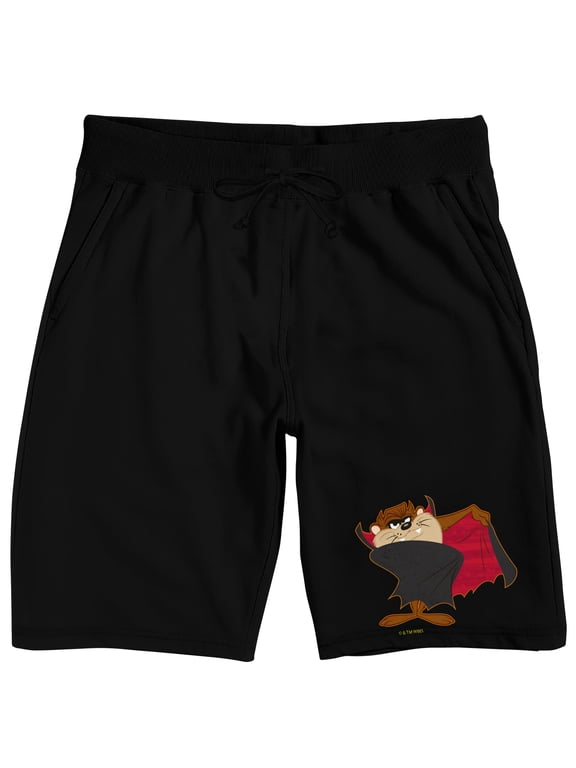 Looney Tunes Halloween Vampire Taz Men's Black Sleep Pajama Shorts-Medium