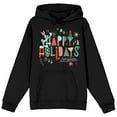 thumbnail image 1 of Looney Tunes Happy Holidays With Characters Women's Black Graphic Hoodie-Small, 1 of 7