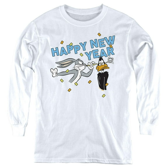 Looney Tunes Happy New Year Doc Bugs Bunny Kids Long Sleeve T-Shirt for Youth Boys and Girls