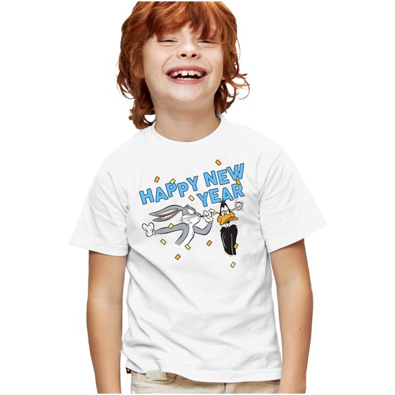 Looney Tunes Happy New Year Doc Bugs Bunny Kids T Shirt for Youth Toddler Boys and Girls
