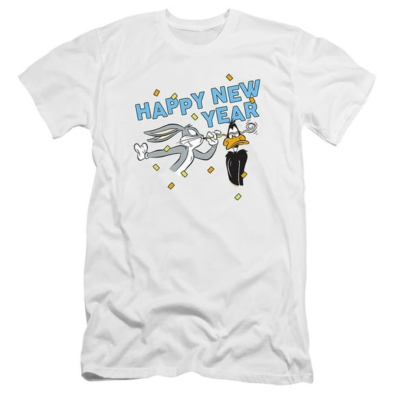 Looney Tunes Happy New Year Doc Bugs Bunny Unisex Adult Canvas Brand T Shirt