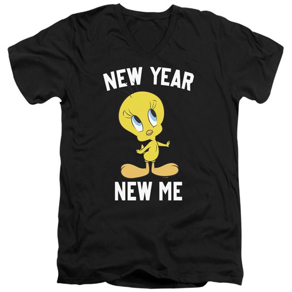 Looney Tunes Happy New Year New Me Tweety Unisex Adult V-Neck T Shirt