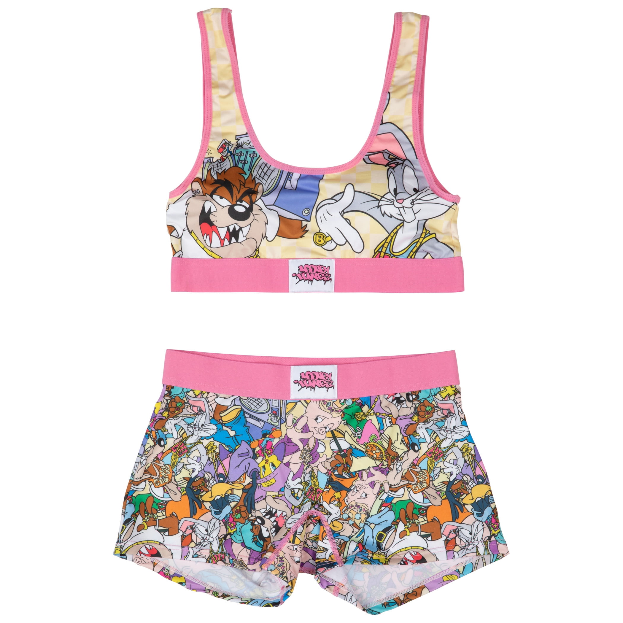 Looney Tunes Hip Hop Cast Sports Bra and Boy Short Panty Set-XLarge (40-42)