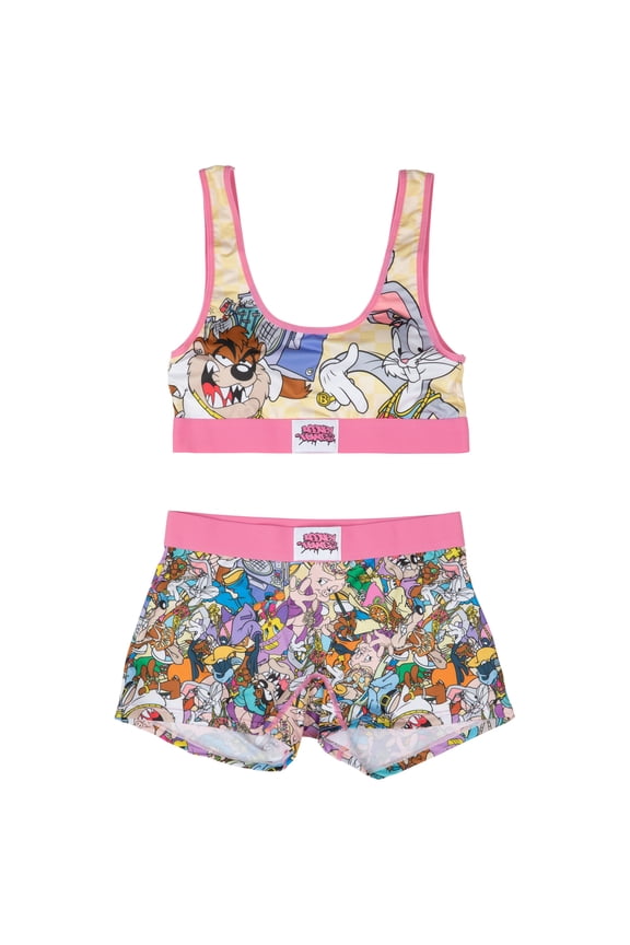 Hip Hop Cast Sports Bra and Boy Short Panty Sleepwear Set-Large (36-38)