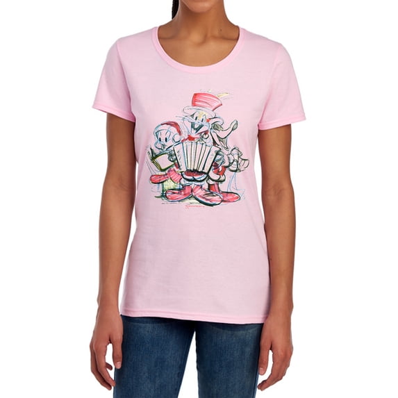 Looney Tunes Holiday Sketch Women's T Shirt, Pink, Small