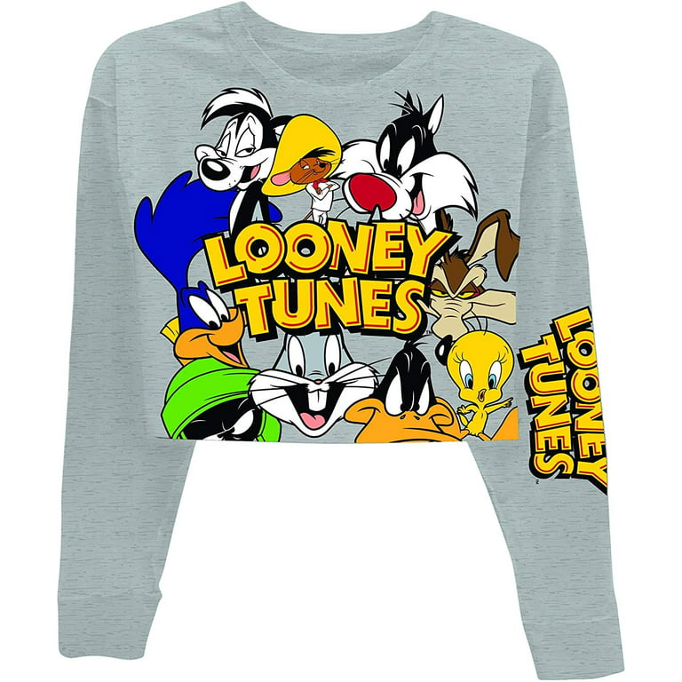 Looney Tunes Ladies Fashion Shirt - Ladies Tweety, Bugs and Taz Tee - Long  Sleeve Crop Top Tee