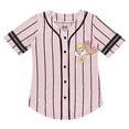 thumbnail image 1 of Looney Tunes Women's Baseball Jersey, Printed Cartoon Lola Bunny Striped Baseball Shirt Pink Black - M, 1 of 6