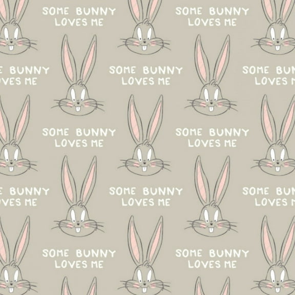 Looney Tunes Little Dreamer Bugs Bunny Editorial Light Grey 100% Cotton Sold by The Yard