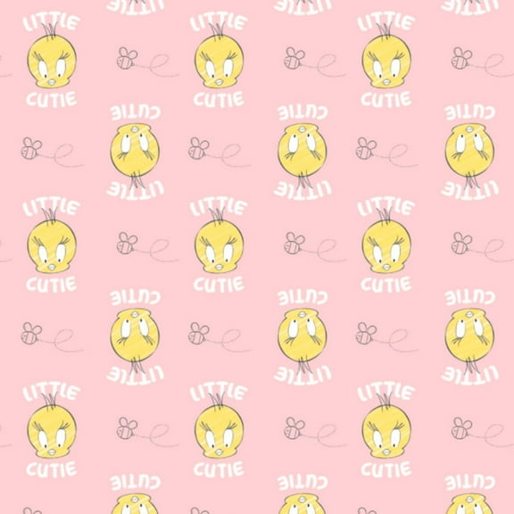 Looney Tunes Little Dreamer Tweety Editorial Pink 100% Cotton Sold by The Yard