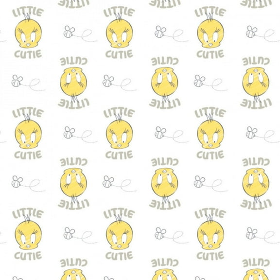 Looney Tunes Little Dreamer Tweety Editorial White 100% Cotton Sold by The Yard