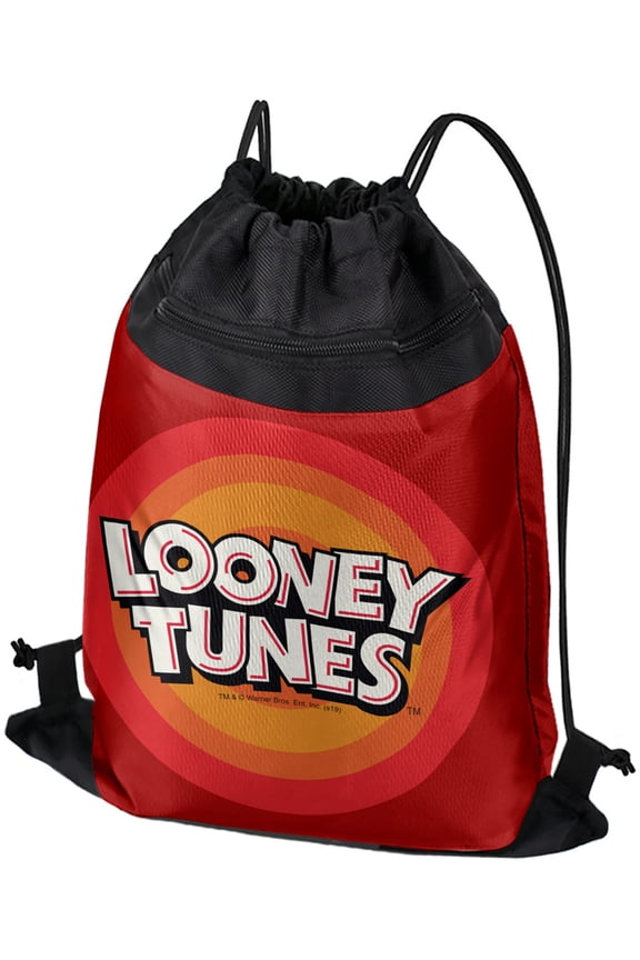 Looney Tunes Logo Drawstring Backpack Sports Bag Sackpack 17" x 13", Perfect for Gym, Yoga or Practice