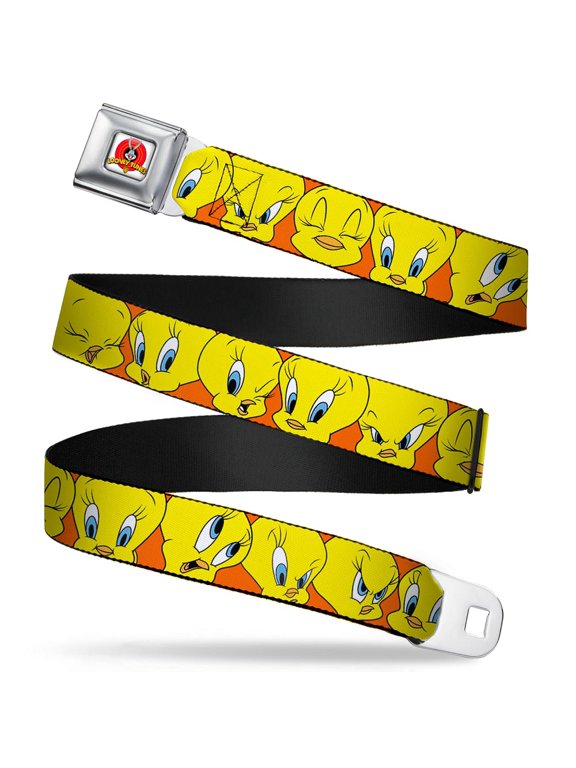 Logo Full Color White Tweety Bird Close Up Expressions Orange Seatbelt Belt Standard