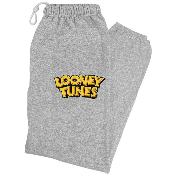 Looney Tunes Logo Unisex Jogger Sweatpants for Men and Women, Athletic Heather, Small