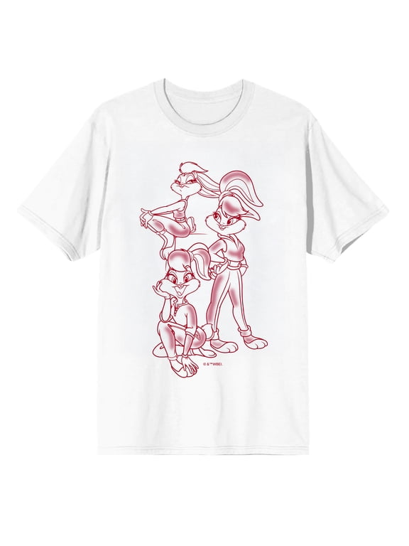 Looney Tunes Lola Boss Men's Graphic Tee Bugs Bunny Lola Bunny Tweety Line-Art Print Short Sleeve Crew Neck Officially Licensed-XL