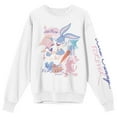 thumbnail image 1 of Looney Tunes Lola & Bugs Bunny Always Forever Crew Neck Long Sleeve White Adult Sweatshirt, 1 of 4