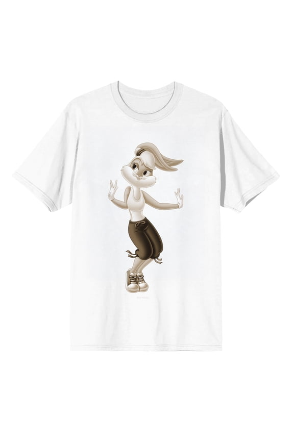 Looney Tunes Lola Bunny Graphic Tee Direct-to-Garment Print Crew Neck Short Sleeve Officially Licensed Men's Cotton T-Shirt-Small