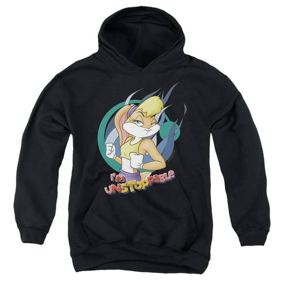 Looney Tunes Lola Bunny Unstoppable Kids Pull-Over Hoodie (Small) for Youth Boys and Girls, Black