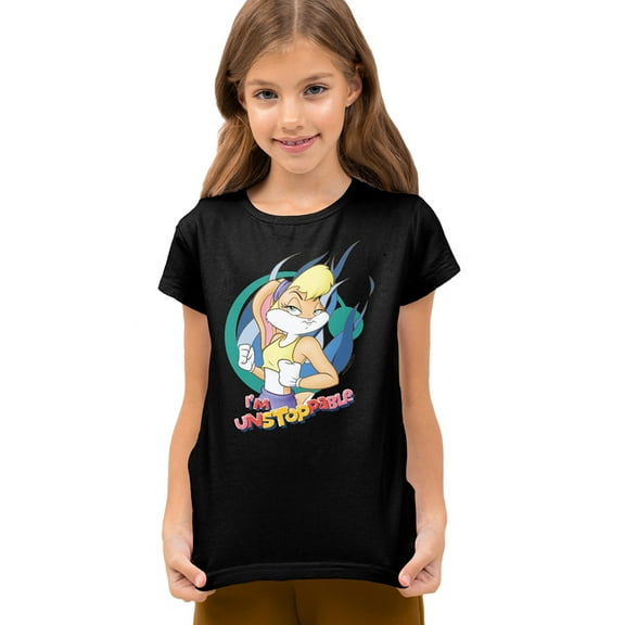 Looney Tunes Lola Bunny Unstoppable Kids T Shirt (Large) for Youth Toddler Boys and Girls, Black