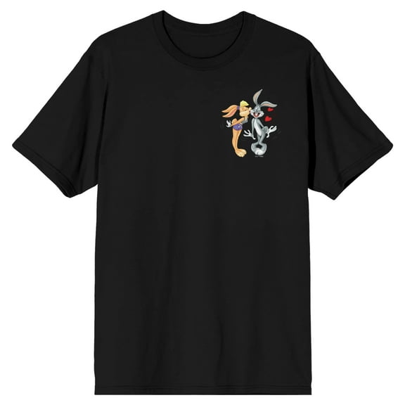 Looney Tunes Love And Kisses Lola & Bugs Crew Neck Short Sleeve Women's Black T-shirt