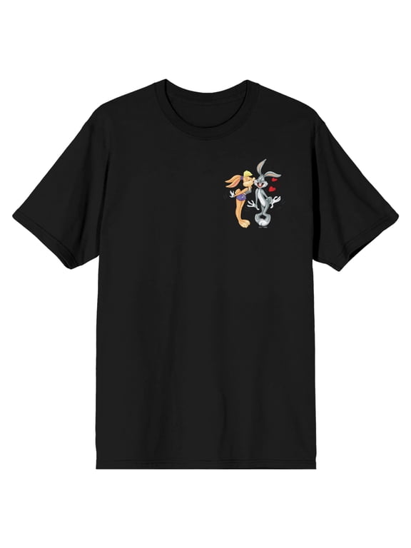 Looney Tunes Love And Kisses Lola & Bugs Crew Neck Short Sleeve Women's Black T-shirt