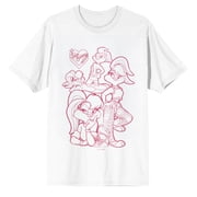 Looney Tunes Love for Lola Unisex Adult Graphic Tee - Hot Pink Character Ensemble DTG Print Short Sleeve Crew Neck T-Shirt-Large