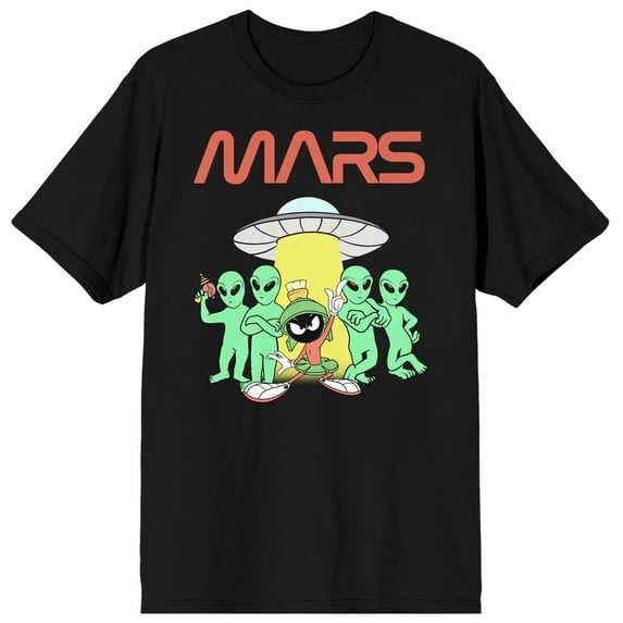 Looney Tunes Mars Marvin the Martian Men's Black Short-Sleeve T-shirt-3XL