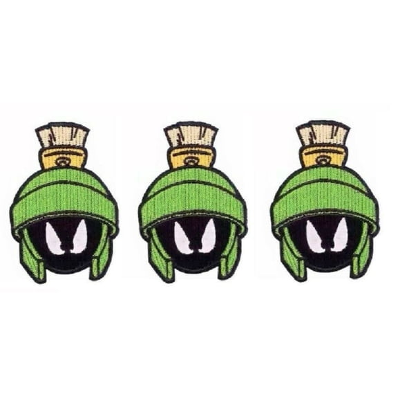 Looney Tunes Marvin The Martian Helmet 3 1/2 Inch Tall Set of 3 Iron-On Patches