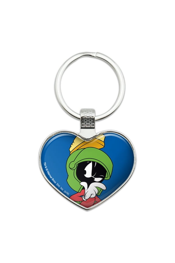 Looney Tunes Marvin The Martian Keychain Heart Love Metal Key Chain Ring