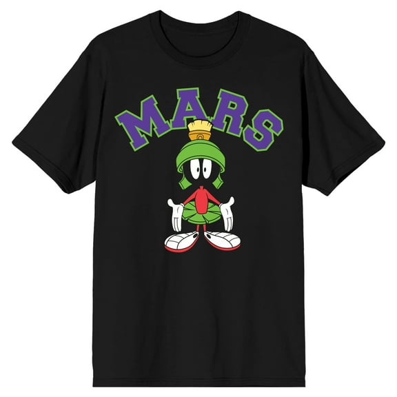 Looney Tunes Marvin The Martian Mars Men's Black T-shirt-Large