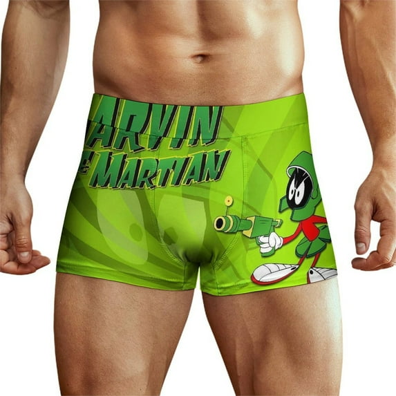 Looney Tunes Marvin The Martian Mens Boxer Briefs Active Stretch Breathable Underwear, Comfortable Gym Boxer Briefs